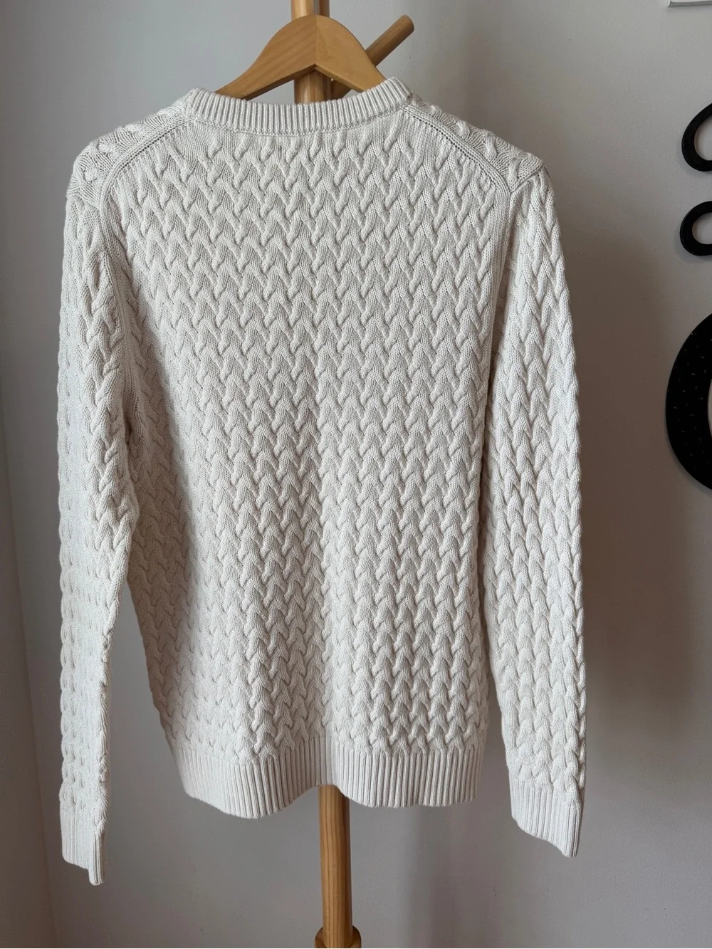Banana Republic 100% Supima Cotton Fisherman Sweater Ivory Men’s Size Large
